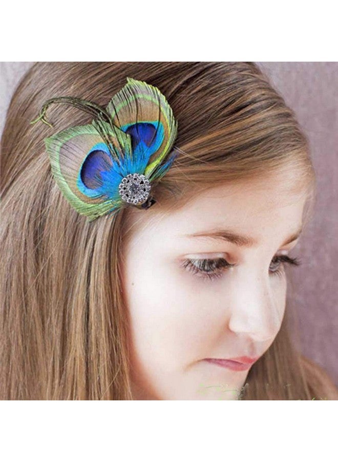 Dreamin Acenail Boho Peacock Feather Hair Clips Crystal Hair Pins Fashion Feather Hair Barrettes Hair Accessory For Women And Girls  - Image 1