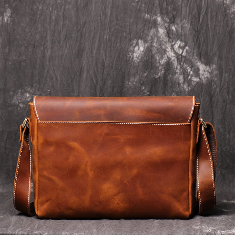 Retro Leather Men'S Handmade Women'S Leather Messenger Bag Crazy Horse Leather Simple Men'S Shoulder Bag - Image 3