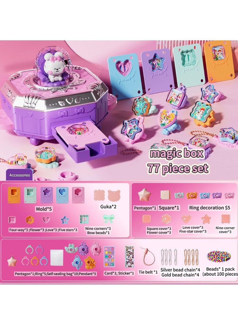 Girl Toys Craft Kit Magic Jewelry Making Kit,Kids 3D Magic DIY Kits for Girls 77 Pcs with Beads,Little Magic Mixie,Jewelry Craft Kits for Girls Ages 3+,Girls Birthday Gifts,Girls Toys Age 3+ - Image 2