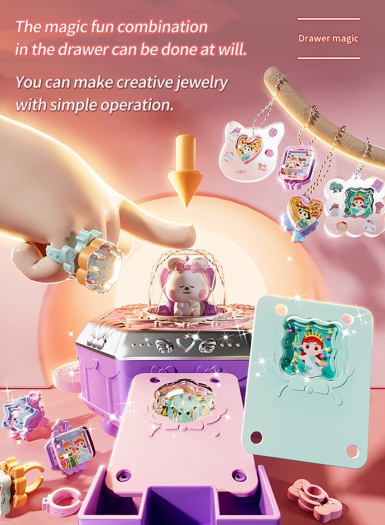 Girl Toys Craft Kit Magic Jewelry Making Kit,Kids 3D Magic DIY Kits for Girls 77 Pcs with Beads,Little Magic Mixie,Jewelry Craft Kits for Girls Ages 3+,Girls Birthday Gifts,Girls Toys Age 3+ - Image 4