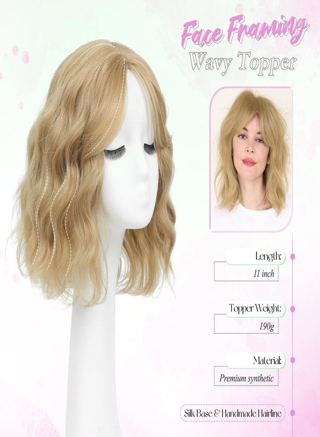 UDU Short Wavy Hair Topper 11 Inch for Women, Wavy Hair Piece with Bangs, Lightweight Breathable Hair Topper for Thinning Hair, Natural Looking Volumizing Top Piece - Image 2
