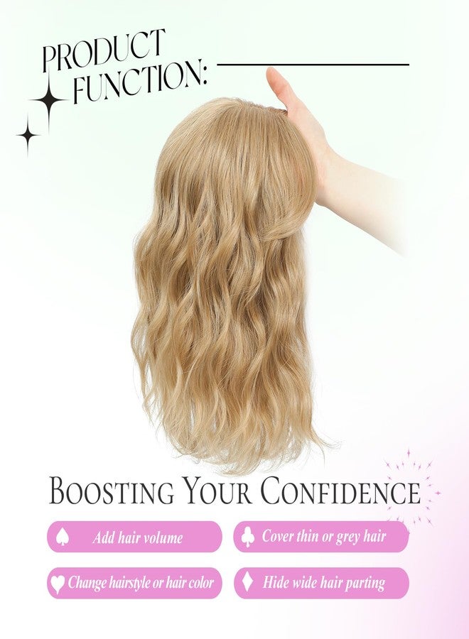 UDU Short Wavy Hair Topper 11 Inch for Women, Wavy Hair Piece with Bangs, Lightweight Breathable Hair Topper for Thinning Hair, Natural Looking Volumizing Top Piece - Image 3