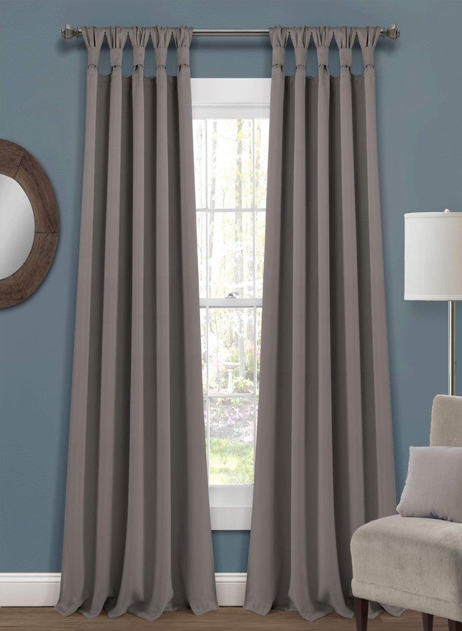 Lush Decor Insulated Knotted Tab Top Blackout Window Curtain Panels, Pair, 52" W x 84" L, Dark Gray - Blackout Curtains - Traditional & French Country Curtains For Living Room, Bedroom & Dining Room - Image 2
