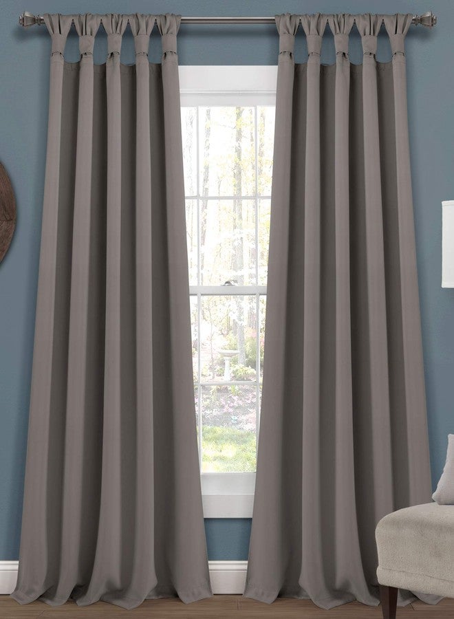 Lush Decor Insulated Knotted Tab Top Blackout Window Curtain Panels, Pair, 52" W x 84" L, Dark Gray - Blackout Curtains - Traditional & French Country Curtains For Living Room, Bedroom & Dining Room - Image 3