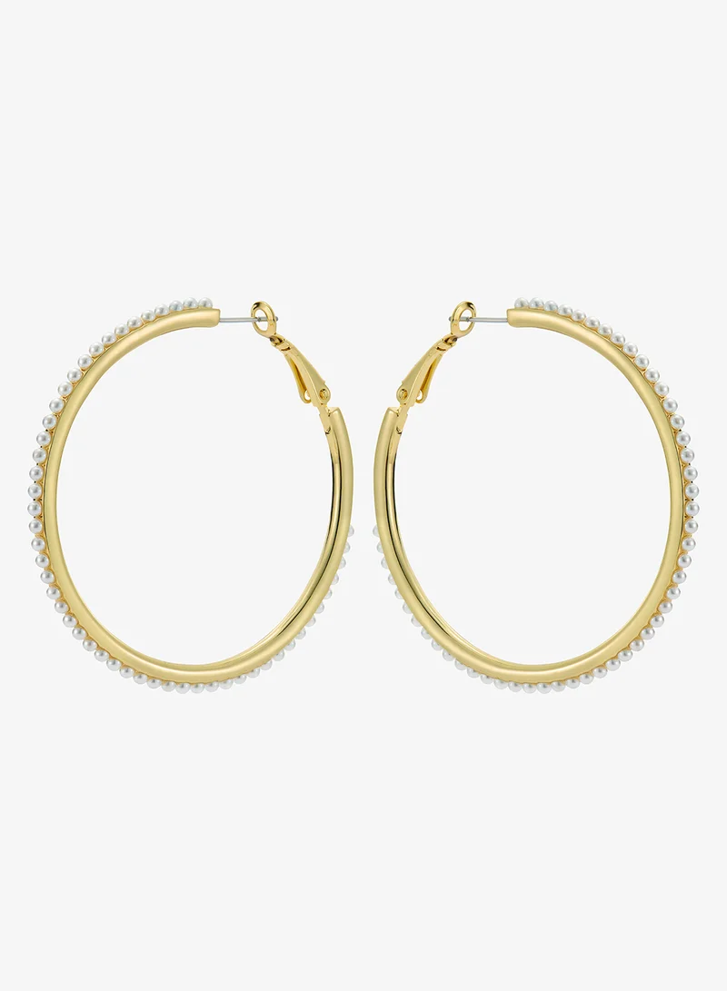 Perla Large Pearl Hoop Earrings