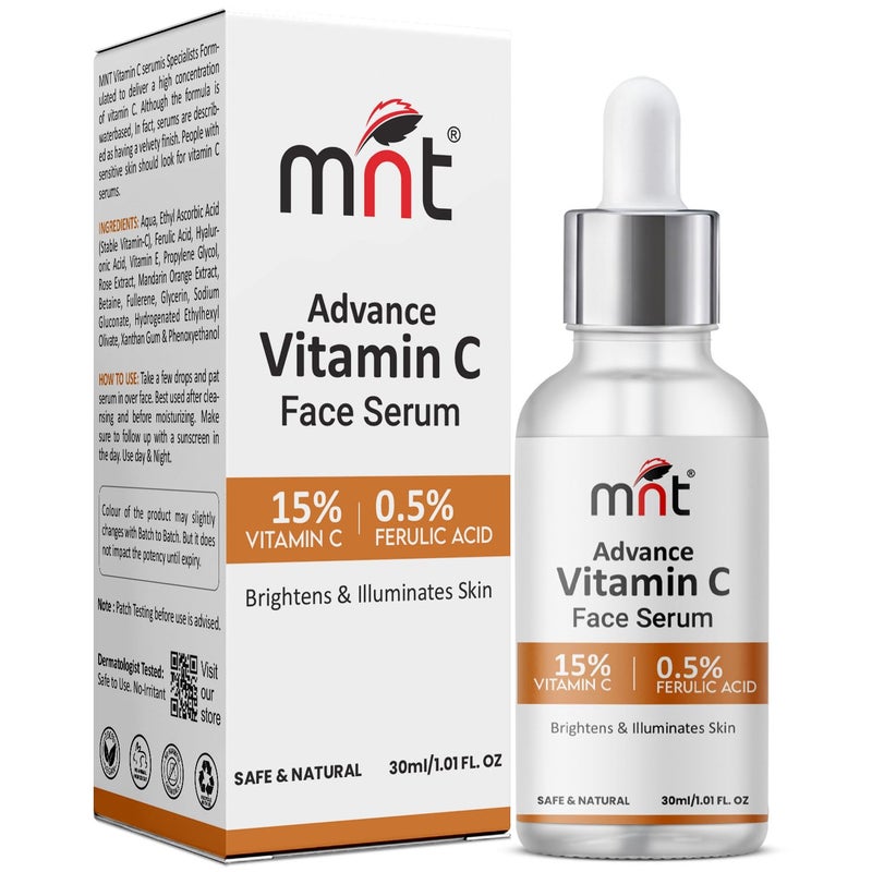MNT 15 Vitamin C Face Serum with 05 Ferulic Acid for Glowing Skin I Brightens  Illuminates Skin I For Men  Women I 30 ml - Image 1