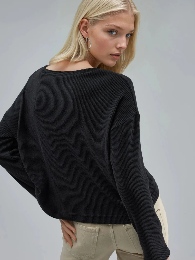 Busem BUSEM Ribbed Crew Neck Knit Sweater