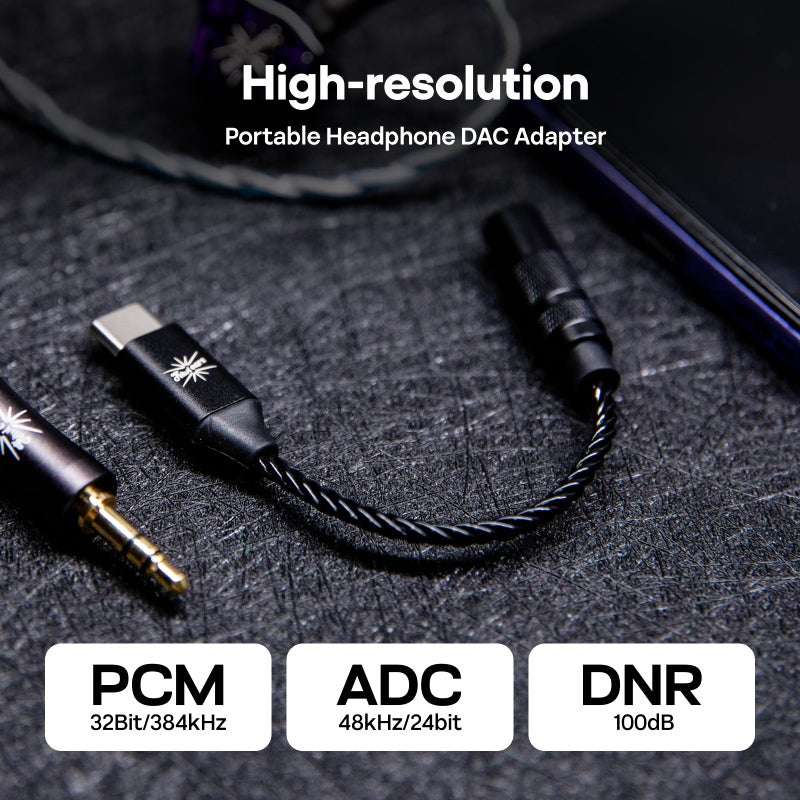 Linsoul Kiwi Ears AD1 Type-C to 3.5mm Female Headphone DAC Adapter Cable, USB C to Aux IEM Dongle with KT02H20 Chip, High Res 32bit/384kHz, CTIA-Standard for iOS/Android/Windows Smartphones/Laptops - Image 5
