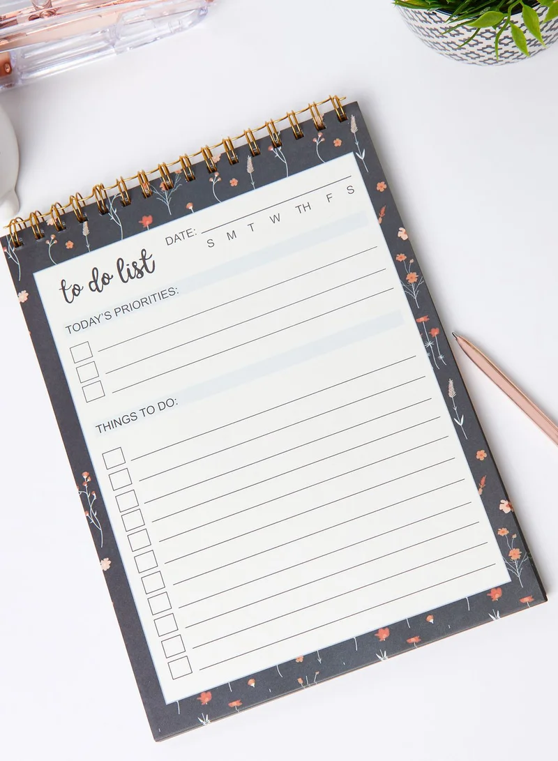 AURORA A4 Dark Floral To Do List
