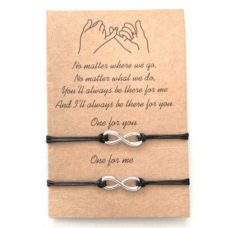 JEVI Friendship Bracelets for Best Friend Couple Family Handmade Pinky Promise Bracelets Adjustable Relationship Bracelet for 2, 9 inch, Metal - Image 2