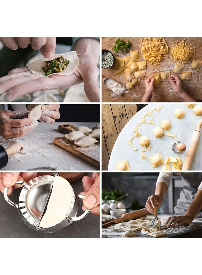 يُسلِّم رافيولي المعكرونة قطع عجلة مجموعة من 5,رافيولي صانع القطع مع عجلة الأسطوانة رافيولي قطع مجموعة مع مقبض خشبي,عجلة المعكرونة صانع الأدوات لصنع المعكرونة - Image 4