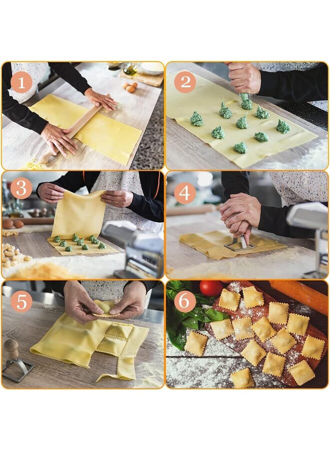 يُسلِّم رافيولي المعكرونة قطع عجلة مجموعة من 5,رافيولي صانع القطع مع عجلة الأسطوانة رافيولي قطع مجموعة مع مقبض خشبي,عجلة المعكرونة صانع الأدوات لصنع المعكرونة - Image 5