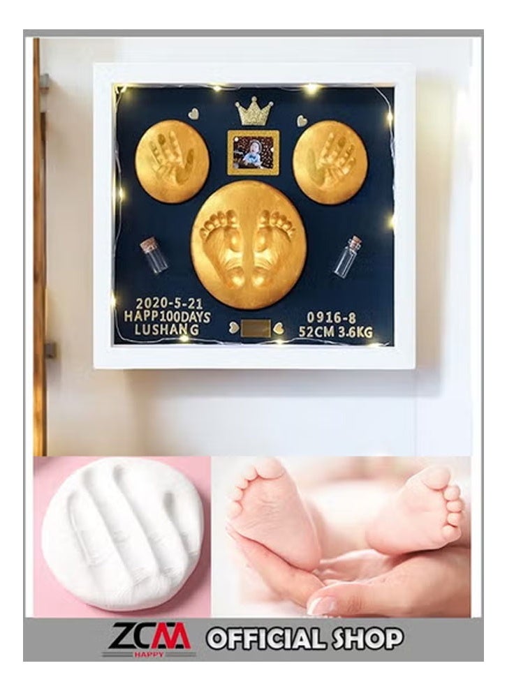 KLNAMAEAAN Memorial Baby Hand and Footprint Kit – Newborn Lanugo Memory Photo Frame Gift Box – Cherished Keepsake for Baby Footprints & Handprints – Perfect Baby Shower Gift Idea With Light - Image 1