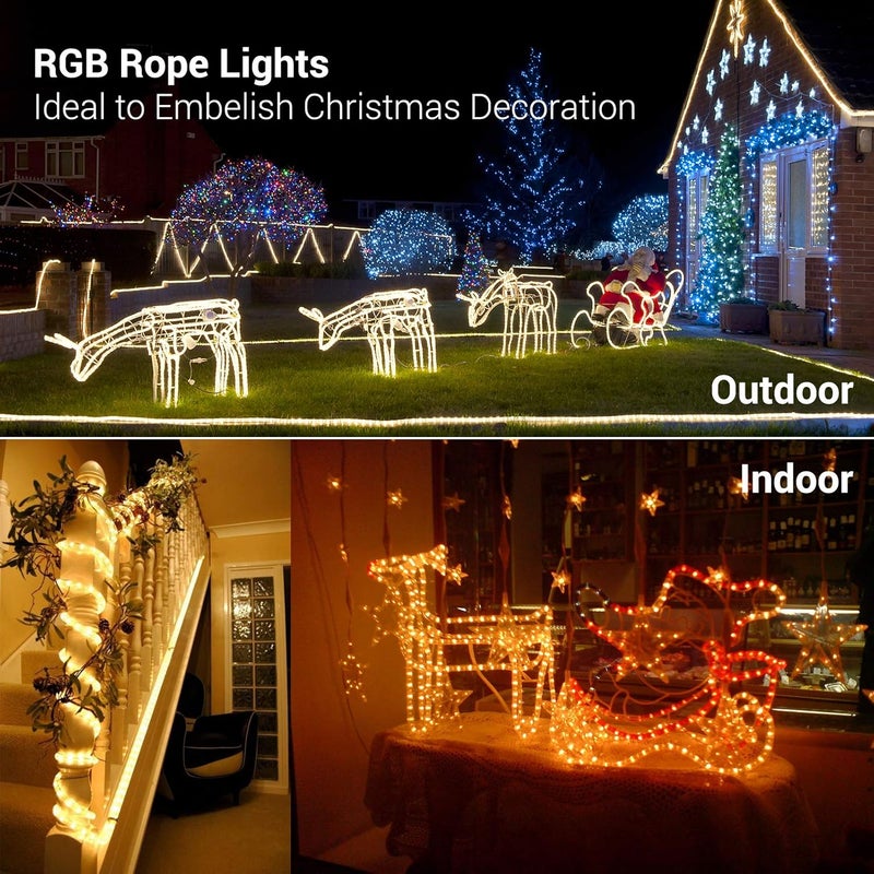 BRIZLER Color Changing Rope Lights, 18ft 180 LED RGB Rope Lights, Connectable Christmas Light Indoor Tube Lighting with Remote Outdoor White Tube Light Waterproof Color Outdoor Lighting for Xmas Decor - Image 5