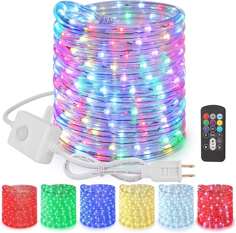 BRIZLER Color Changing Rope Lights, 18ft 180 LED RGB Rope Lights, Connectable Christmas Light Indoor Tube Lighting with Remote Outdoor White Tube Light Waterproof Color Outdoor Lighting for Xmas Decor - Image 1