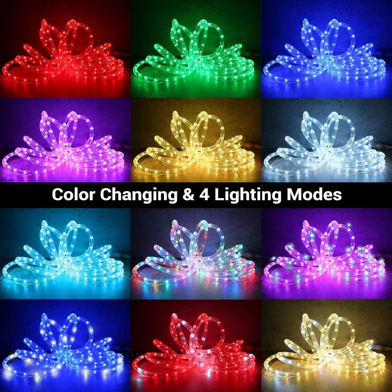 BRIZLER Color Changing Rope Lights, 18ft 180 LED RGB Rope Lights, Connectable Christmas Light Indoor Tube Lighting with Remote Outdoor White Tube Light Waterproof Color Outdoor Lighting for Xmas Decor - Image 2