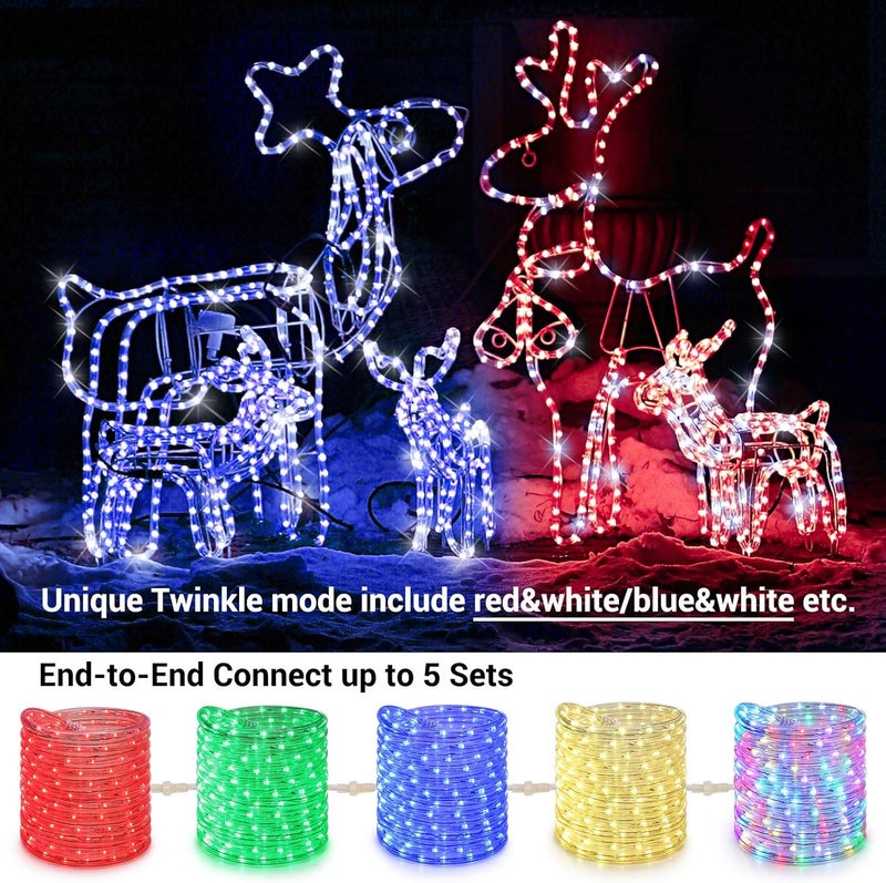 BRIZLER Color Changing Rope Lights, 18ft 180 LED RGB Rope Lights, Connectable Christmas Light Indoor Tube Lighting with Remote Outdoor White Tube Light Waterproof Color Outdoor Lighting for Xmas Decor - Image 3