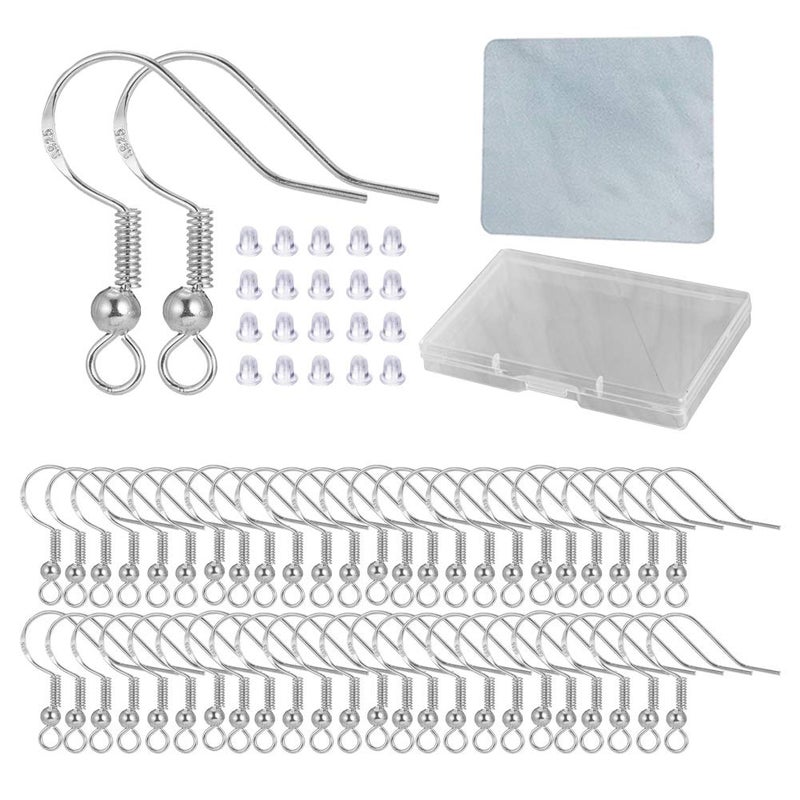 Hypoallergenic Fish Hooks Earrings  120 PCS60 Pairs White Gold Plated Ear Wires Fish Hooks for Jewelry Making Jewelry Findings Parts with 120 PCS Rubber Earring Backs Stopper for DIY Earrings