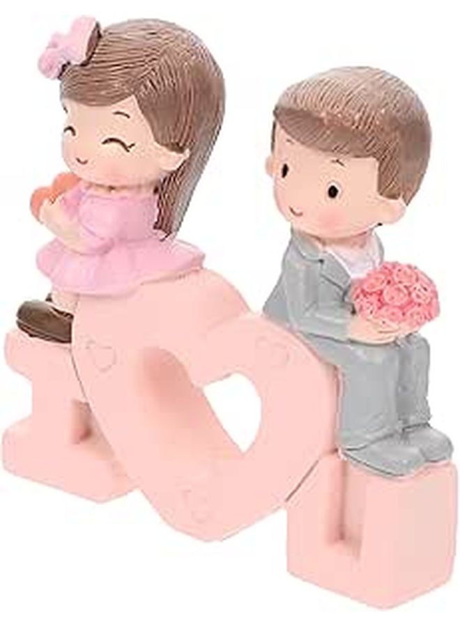 Valentine Resin Couple Figurine Heart Shaped Desktop Decor Romantic Office Accent - Image 1
