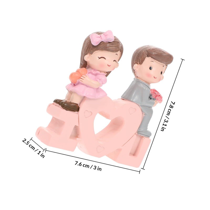 Valentine Resin Couple Figurine Heart Shaped Desktop Decor Romantic Office Accent - Image 3