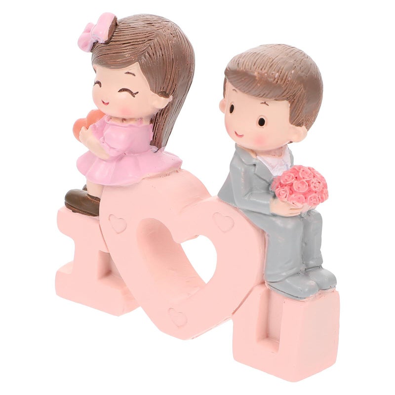 Valentine Resin Couple Figurine Heart Shaped Desktop Decor Romantic Office Accent - Image 2