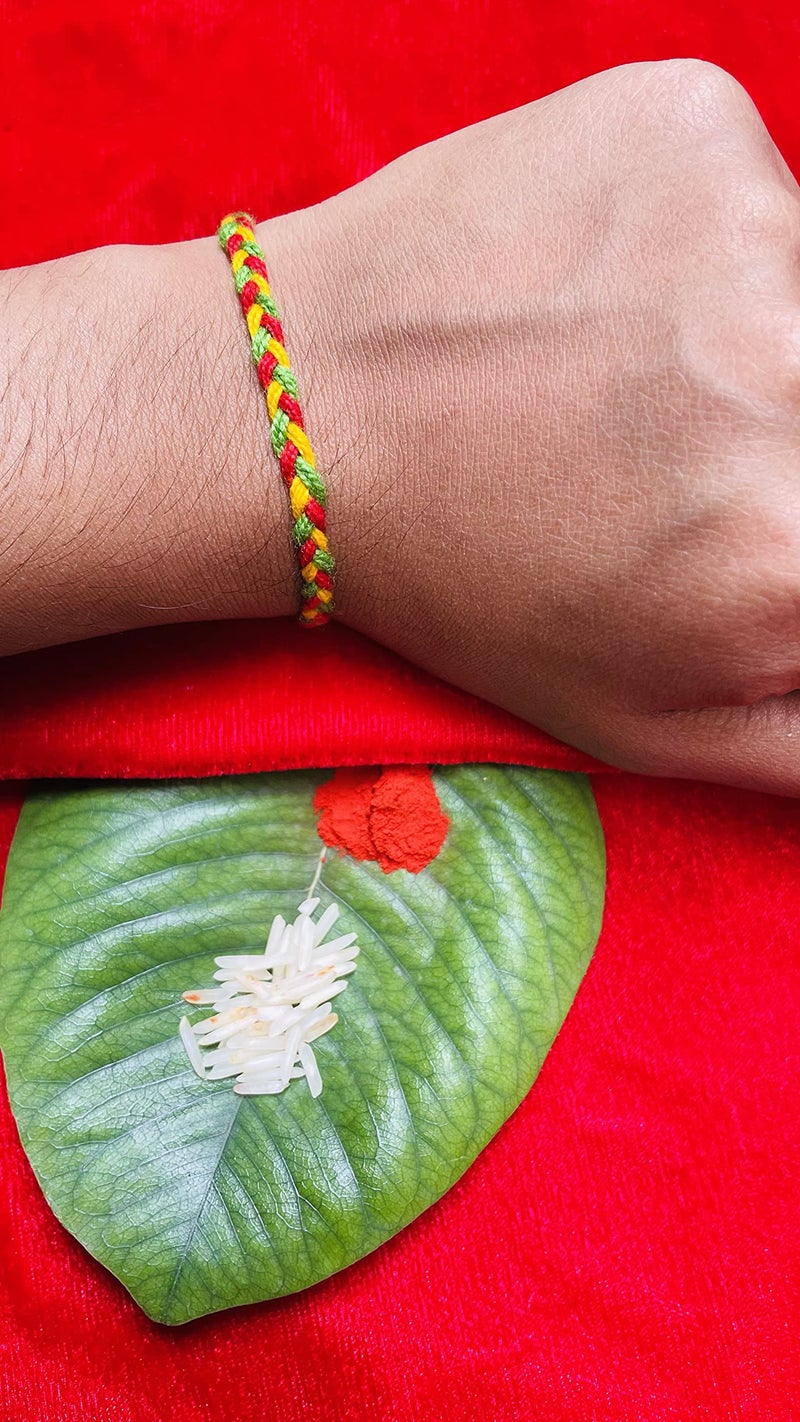 RDK SON'S® 100% Cotton Thread for Pooja | Rakha Dhaga Hand/Wrist Red, Yellow Thread Kalava/for Rakhi and Laxmi Puja Hand (Pack of 2 Thread Kalava) (Simple Kalawa) - Image 1