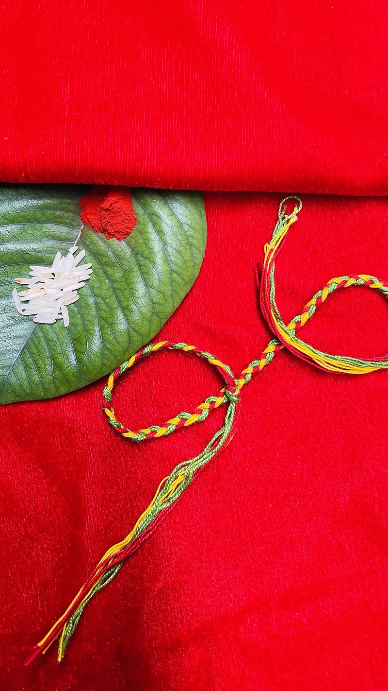 RDK SON'S® 100% Cotton Thread for Pooja | Rakha Dhaga Hand/Wrist Red, Yellow Thread Kalava/for Rakhi and Laxmi Puja Hand (Pack of 2 Thread Kalava) (Simple Kalawa) - Image 2