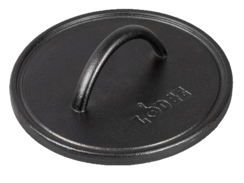 Lodge Pre-Seasoned Round Cast Iron Press - Cast Iron Griddle Press for a Restaurant-Quality Sear - Unparalleled Heat Retention - Use on the Stove or the Grill - 8 Inch - Image 1