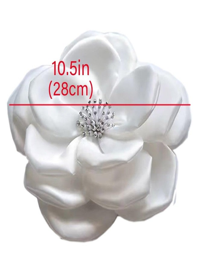 Zthread Large Fabric Brooches Lapel Pins Fabric Applique Brooches Rhinestone Statement Pin for Blazer, Jacket, Scarf, Hair Clap Women CustomeAccessories Jewelry (Big Flower-Brooch Pin, White) - Image 5