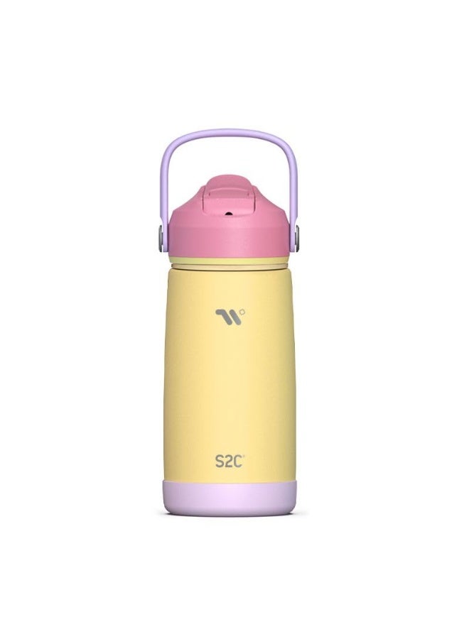 S2C S2C Kids Insulated Water Bottle 14oz – Stainless Steel, Leak-Proof, BPA-Free, Double Wall Vacuum Flask with Straw Lid & Handle – Cute Pastel Colors for School, Sports & Travel - Image 1