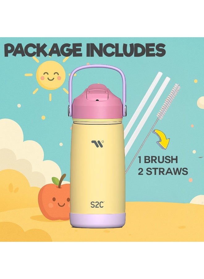 S2C S2C Kids Insulated Water Bottle 14oz – Stainless Steel, Leak-Proof, BPA-Free, Double Wall Vacuum Flask with Straw Lid & Handle – Cute Pastel Colors for School, Sports & Travel - Image 5