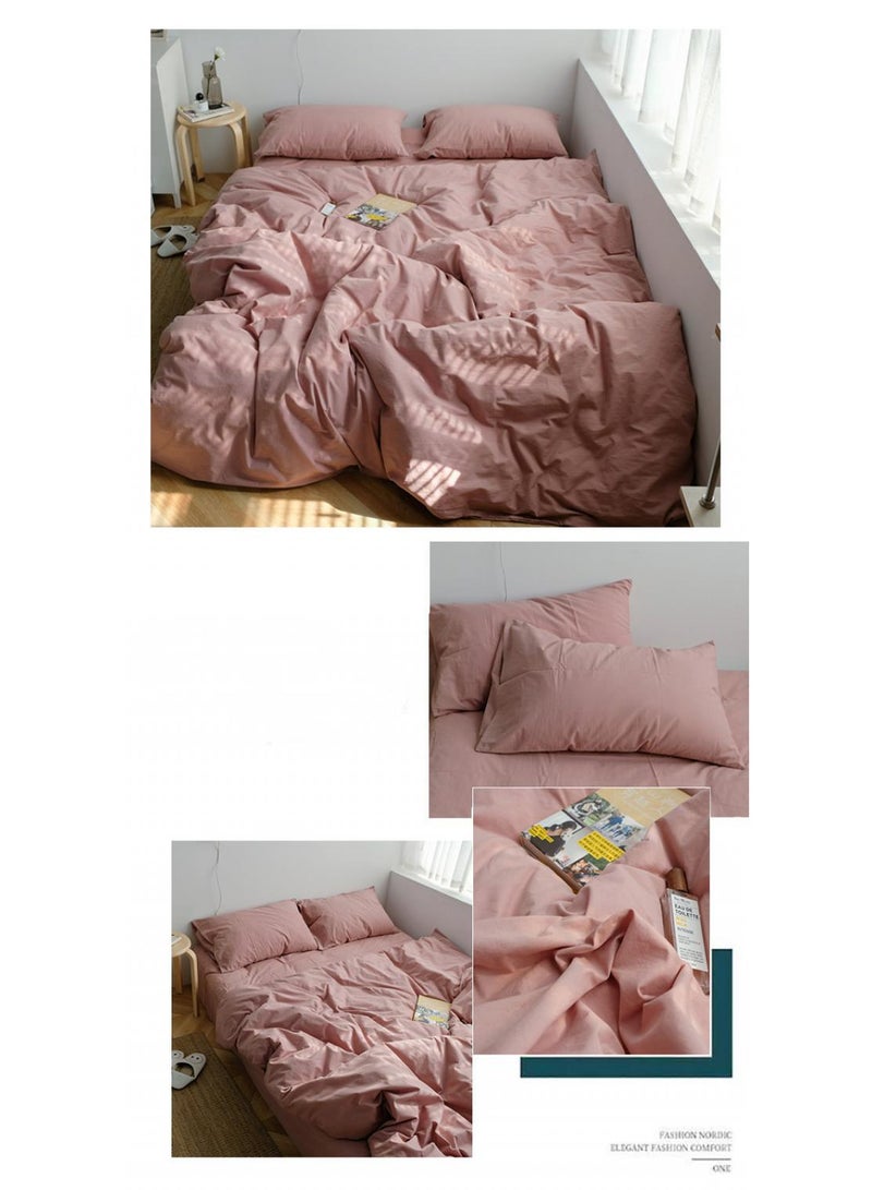 4-Piece Pure Cotton Solid Color Minimalist Style Comfortable Set King Size 220x240cm  - Image 2