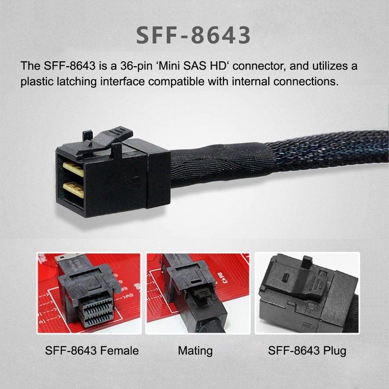 Chenyang كابل بيانات خادم RAID داخلي Mini SAS SFF-8643 إلى 4 SATA مستهدف بزاوية 6Gbps بطول 1م - Image 2
