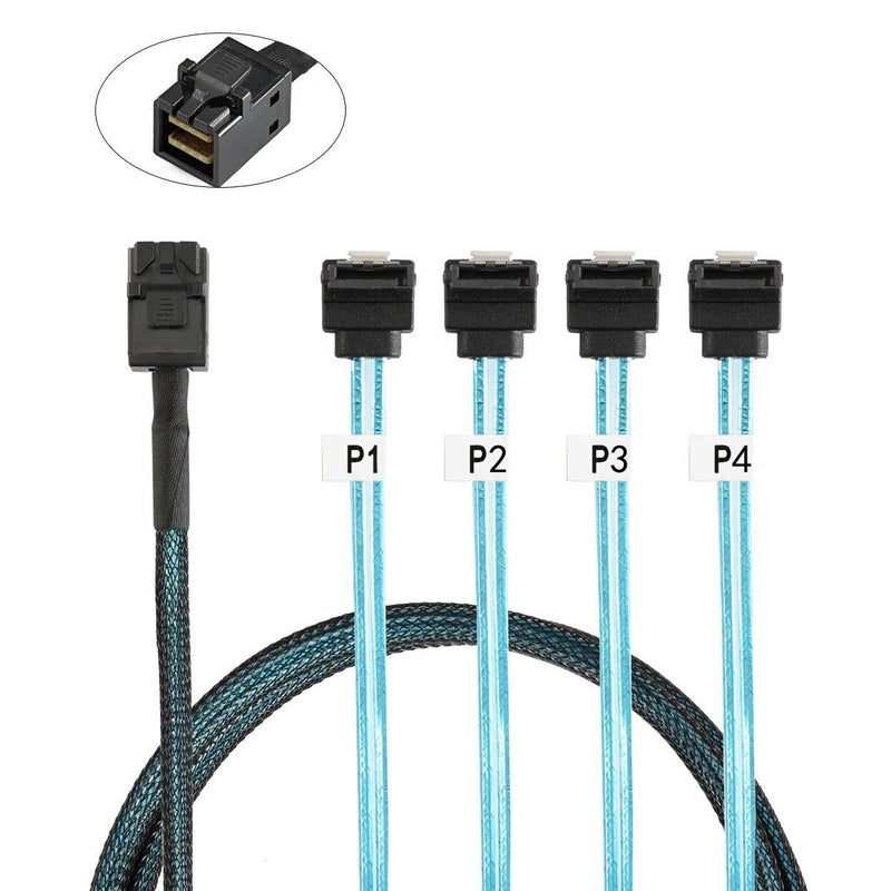 Chenyang كابل بيانات خادم RAID داخلي Mini SAS SFF-8643 إلى 4 SATA مستهدف بزاوية 6Gbps بطول 1م - Image 4