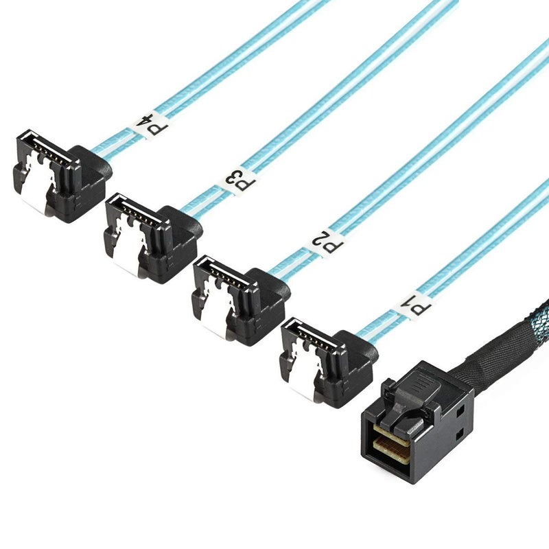 Chenyang كابل بيانات خادم RAID داخلي Mini SAS SFF-8643 إلى 4 SATA مستهدف بزاوية 6Gbps بطول 1م - Image 1