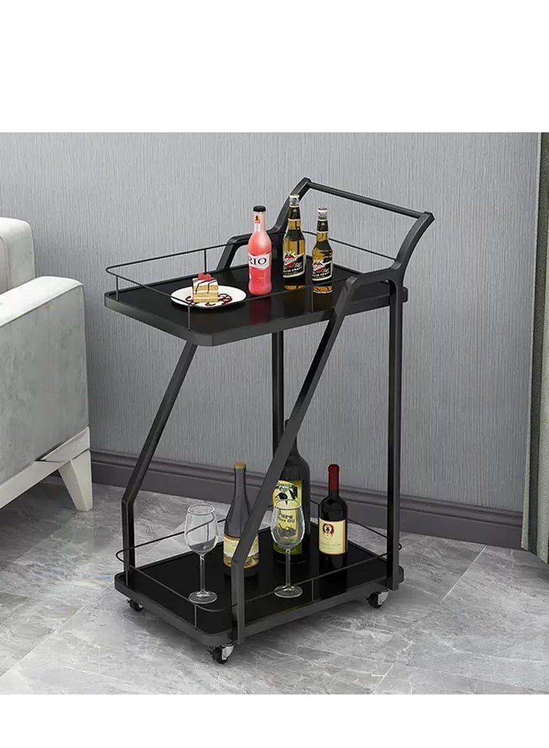 فيبارتي عربة بار من طبقتين مع عجلات - عربة مشروبات وكوكتيل للمنزل والمطبخ وغرفة الطعام ، مثالية للحفلات والتقديم - Image 1