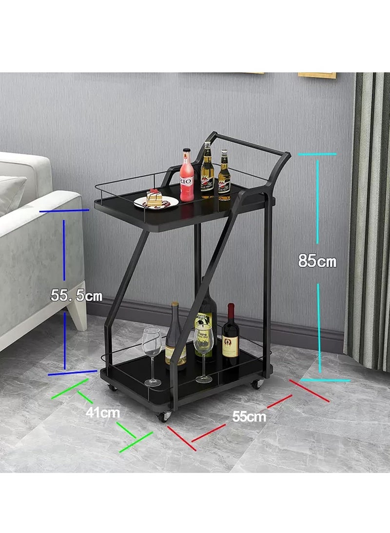 فيبارتي عربة بار من طبقتين مع عجلات - عربة مشروبات وكوكتيل للمنزل والمطبخ وغرفة الطعام ، مثالية للحفلات والتقديم - Image 2