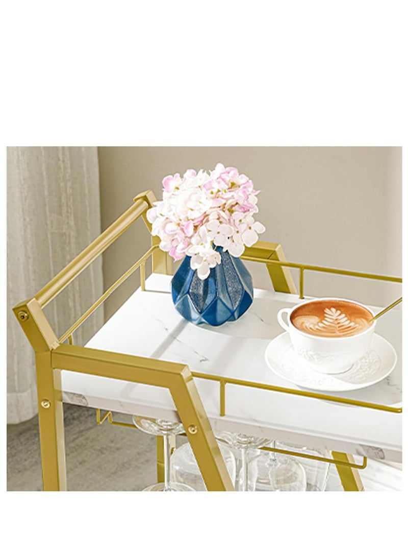 فيبارتي عربة بار من طبقتين مع عجلات - عربة مشروبات وكوكتيل للمنزل والمطبخ وغرفة الطعام ، مثالية للحفلات والتقديم - Image 4