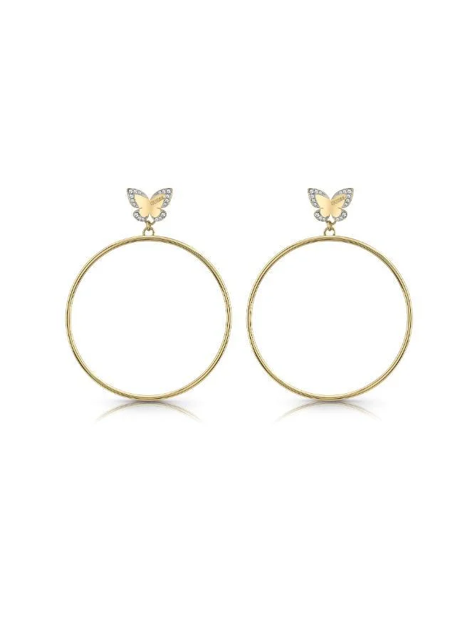 GUESS Butterfly & Crystal Hoop Earrings