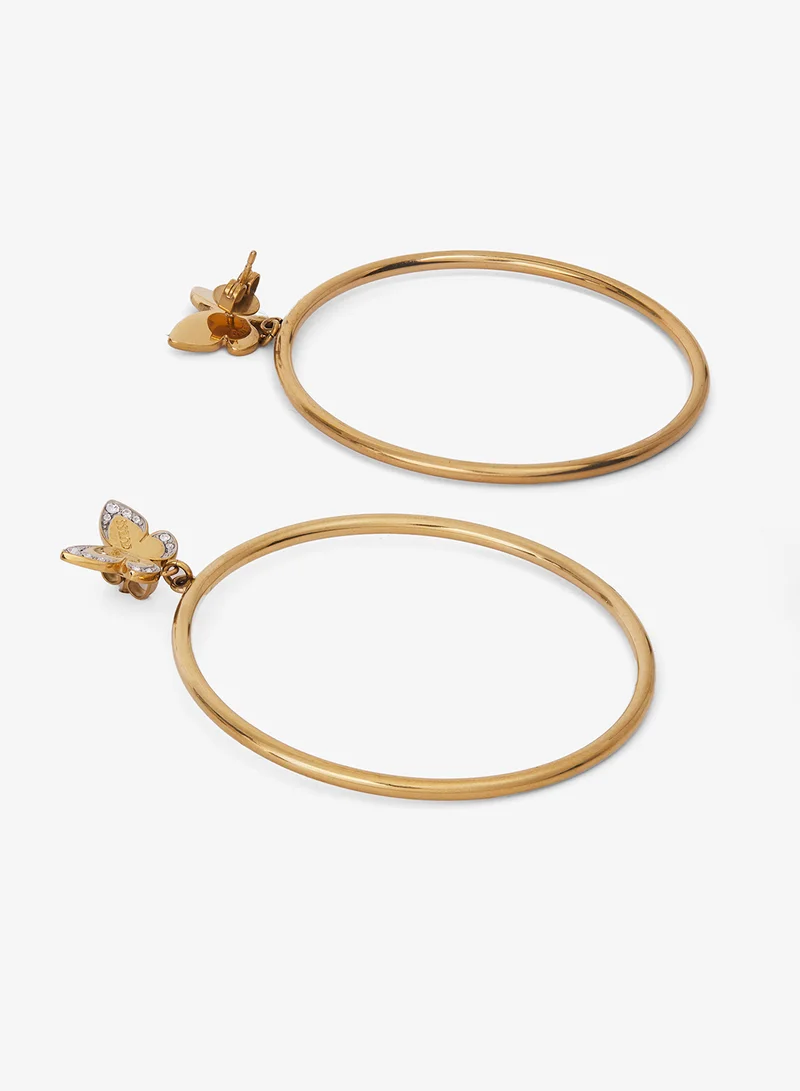 GUESS Butterfly & Crystal Hoop Earrings