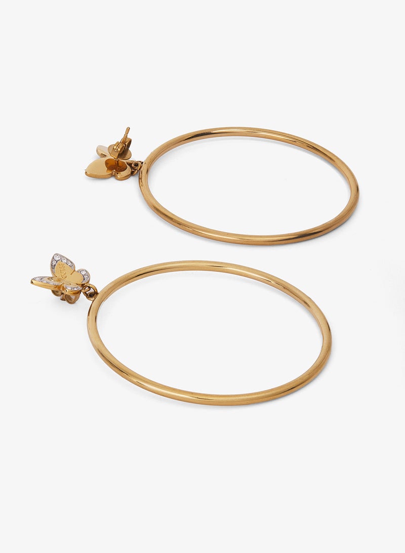 جس أقراط حلقية بفراشة وكريستال - Image 2