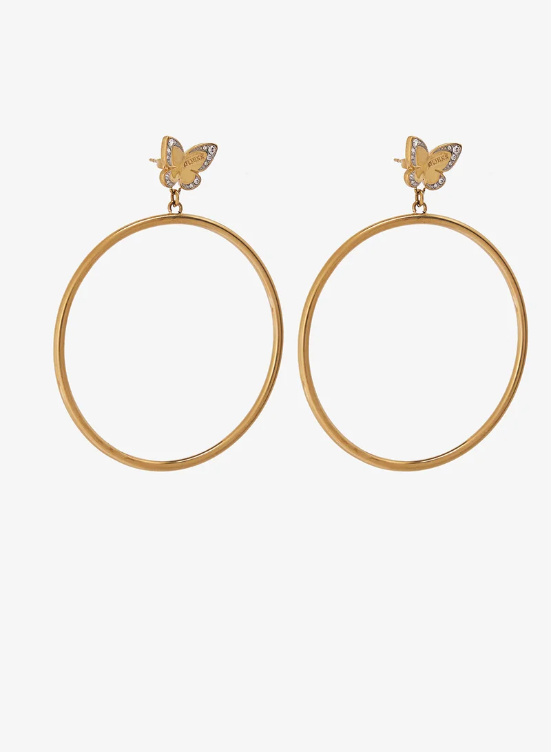 GUESS Butterfly & Crystal Hoop Earrings