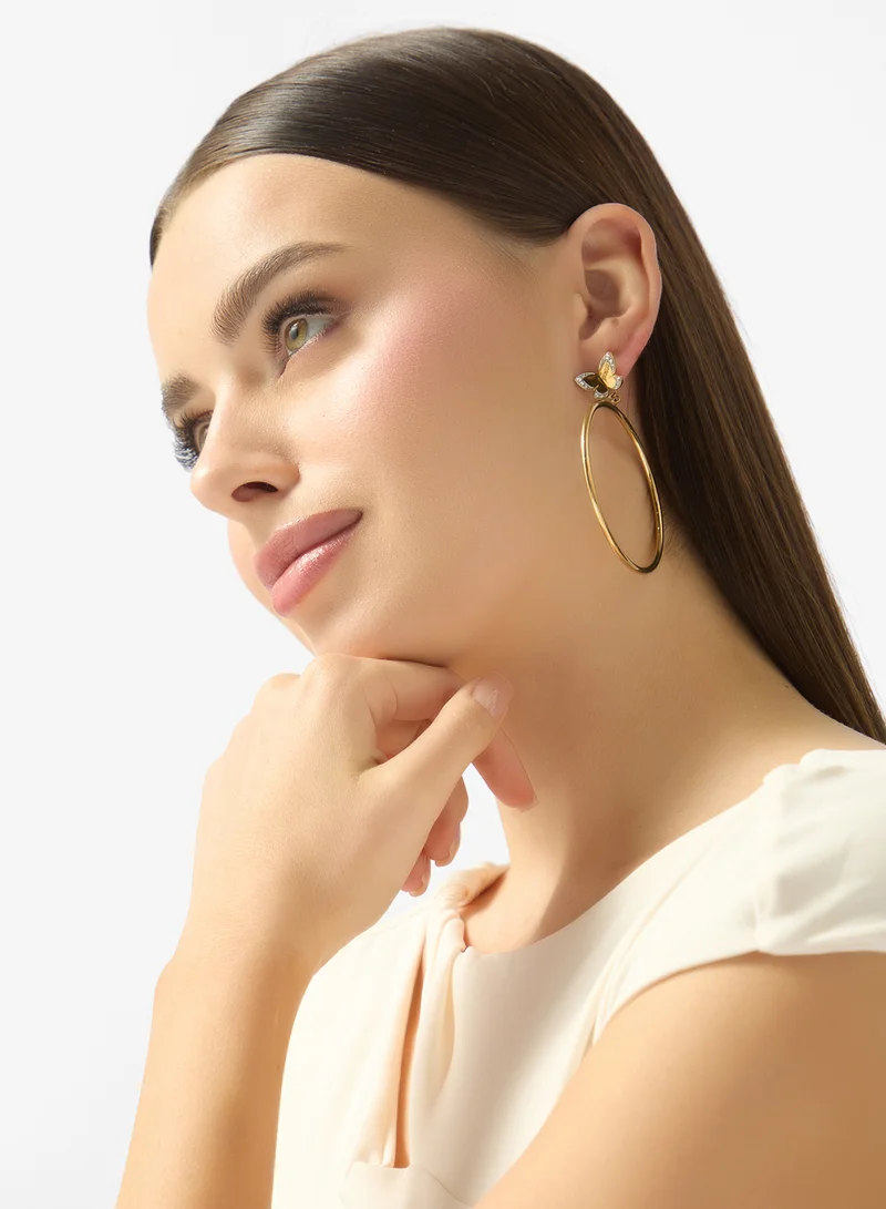 GUESS  Butterfly & Crystal Hoop Earrings for Women | Best Price UAE