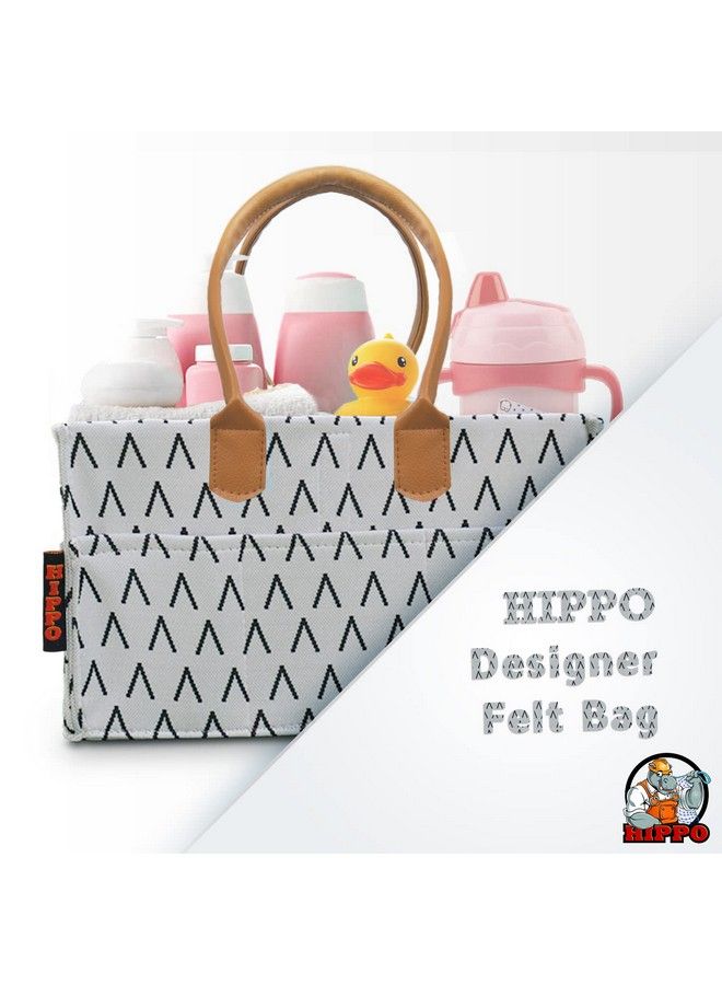 Hippo Cute Diaper Caddy Bag For Smart Mothers Baby Diaper Caddy Organizersfelt Storage Mother Bagsfor Diaper & Baby Wipes Nursery Storage Foldable And Portable (Geytent Large) - Image 3