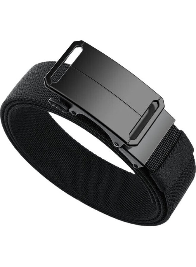 Jevi Men'S Leather Belt With Automatic Buckle, Canvas Waistband, Elastic Tactical Casual Trendy Loose Trouser Belt, Birthday Gift - Image 3