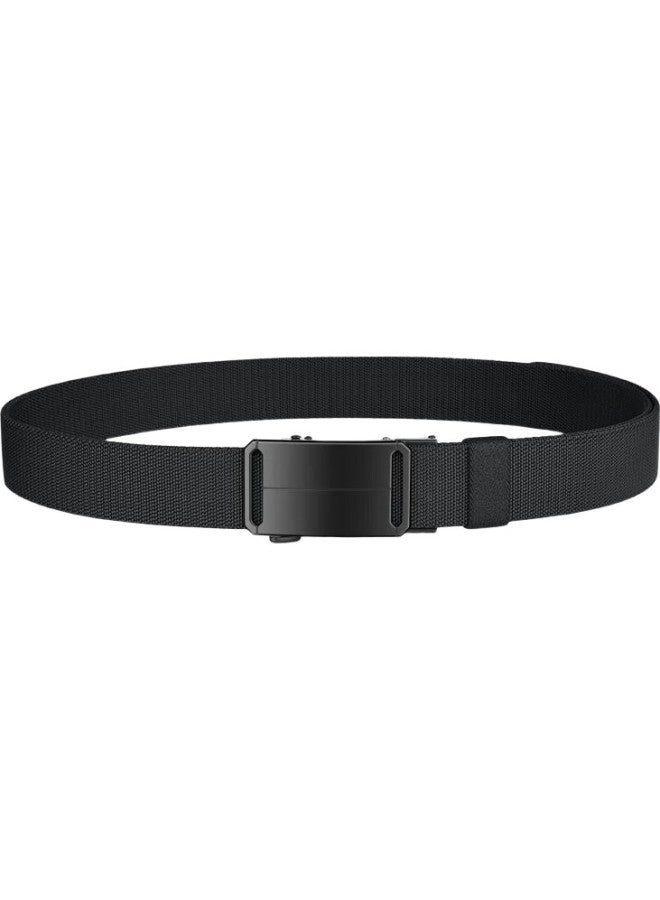 Jevi Men'S Leather Belt With Automatic Buckle, Canvas Waistband, Elastic Tactical Casual Trendy Loose Trouser Belt, Birthday Gift - Image 2