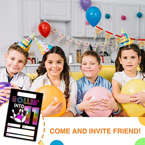 DETIHO 4" x 6" Bowling 11th Birthday Party Invitation Cards With Envelopes - Rolling Into 11 - Retro Bowling Party Invitation - 20 Sets - E63 - Image 4