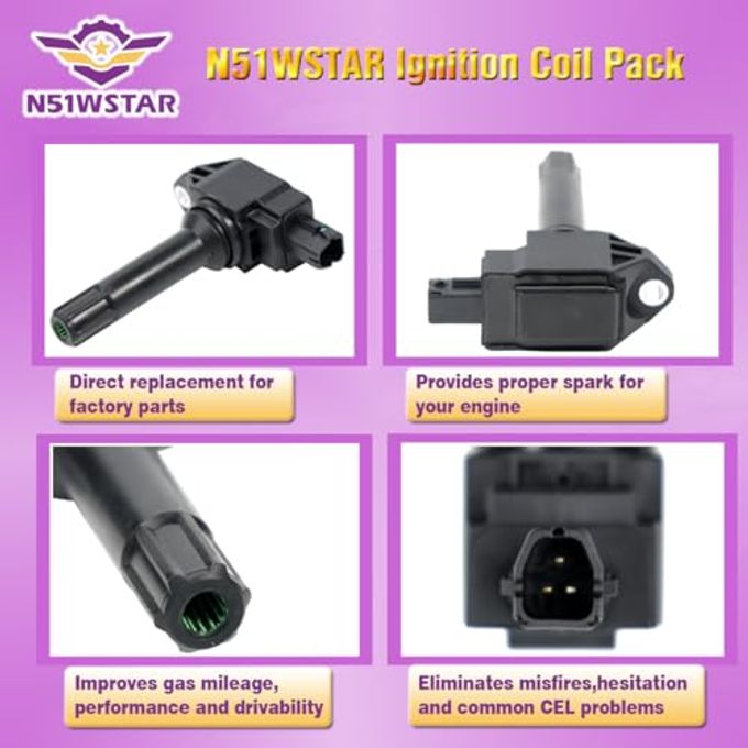 N51WSTAR Ignition Coil Packs Set Of 4 Compatible With 86 Scion FR-S BRZ Crosstrek Forester Legacy Outback WRX XV 2.0 2.0T 2.5 H4 FB20 FB25 FA20 New Version Replacement For UF747 22433AA700 SU00305259 - Image 5