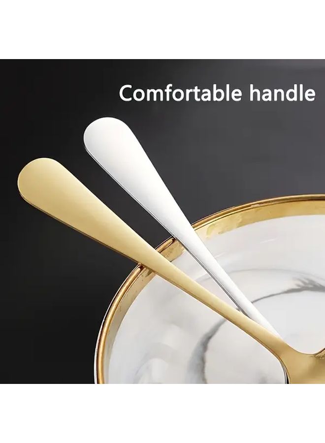 2 Pack 7.87 Inch Golden Stainless Steel Long Handle Thickened Soup Ladle Deep Noodle Spoon Cooking Spatula For Ramen Soup Fondue Stirring - Image 4
