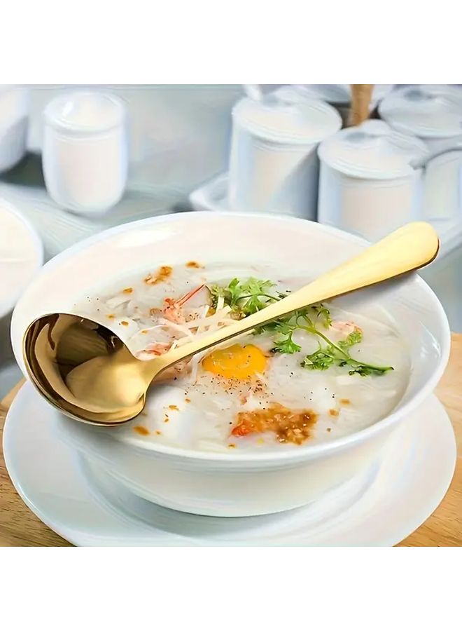 2 Pack 7.87 Inch Golden Stainless Steel Long Handle Thickened Soup Ladle Deep Noodle Spoon Cooking Spatula For Ramen Soup Fondue Stirring - Image 5